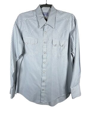 Rockmount Ranch Wear Pearl Snap Shirt Mens M Relaxed Fit Plaid Long Sleeve USA